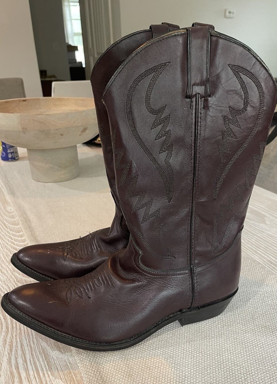 Express Rider Mens Boots Mahogany Faux Cowboy Western Size 12 Made in Mexico